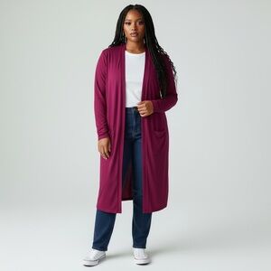 Ava & Viv Magenta Pink Lightweight Longline Midi Cardigan Sweater Duster